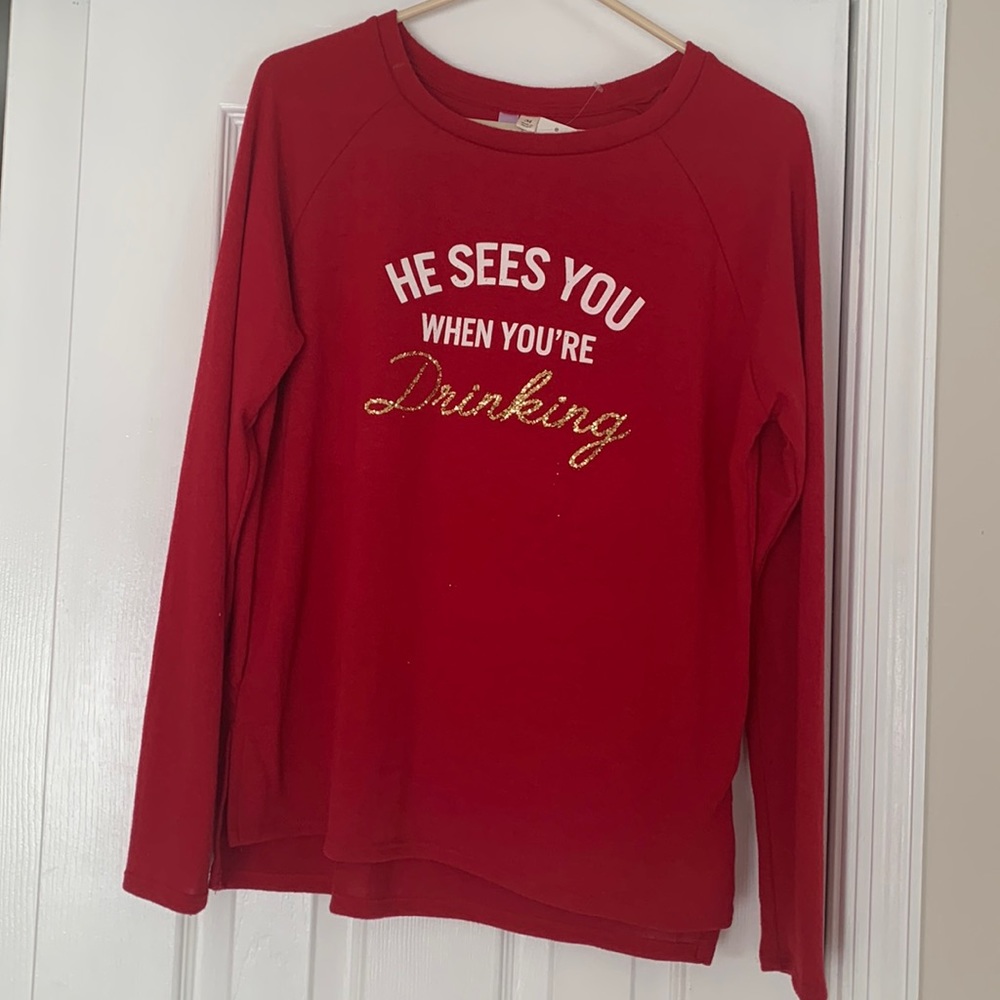 So soft and sparkly red holiday shirt!